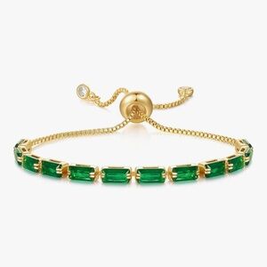 NEW 14K Gold Plated Cubic Zirconia Elegant Gold and Green Bracelet